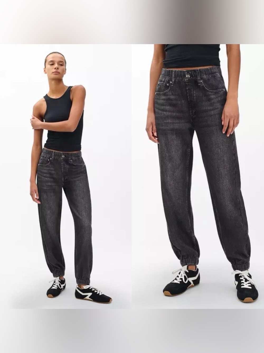 Rag & Bone Miramar Printed Denim Sweatpants Joggers Small S Black Acid Wash Pant